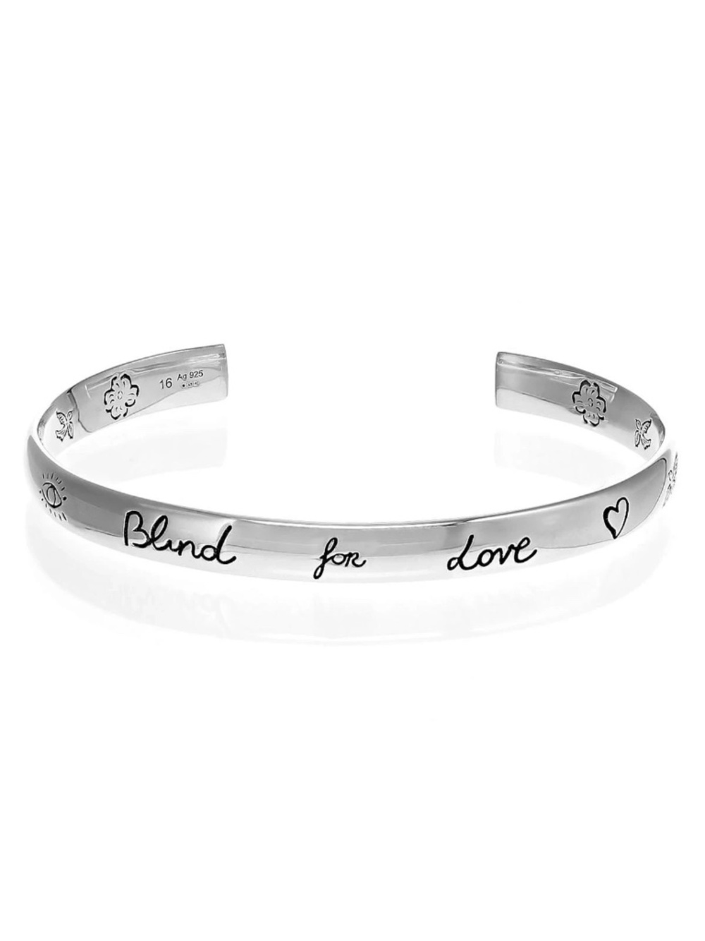 size 17 M Gucci Blind For Love Bracelet Sterling Silver 925